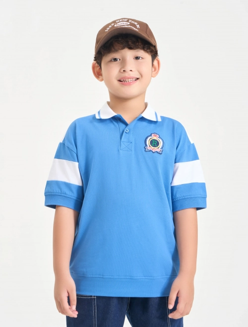Áo polo bé trai cotton USA phối màu