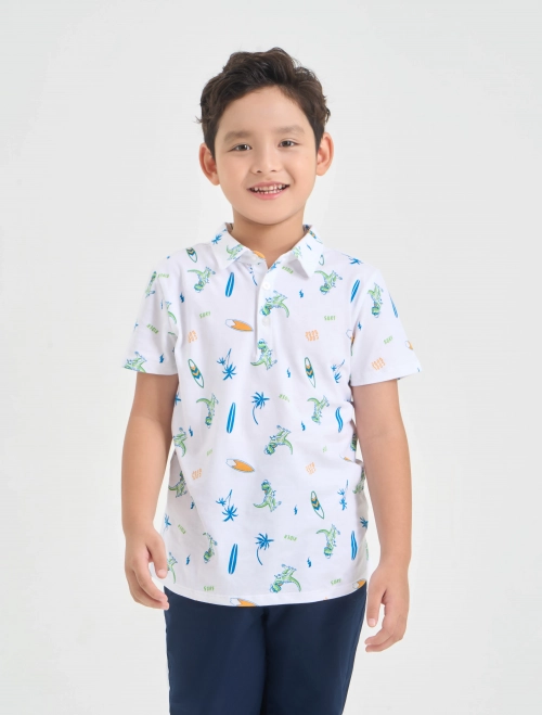 Áo polo bé trai cotton in hoạ tiết