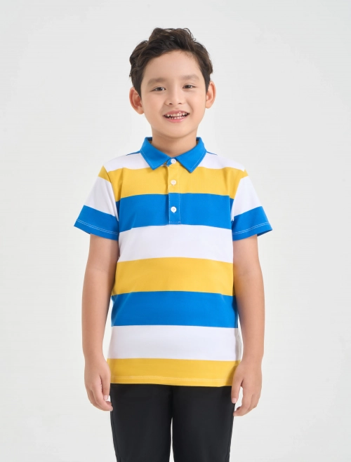 Áo polo bé trai hoạ tiết kẻ