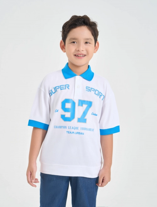Áo polo bé trai cotton USA phối màu