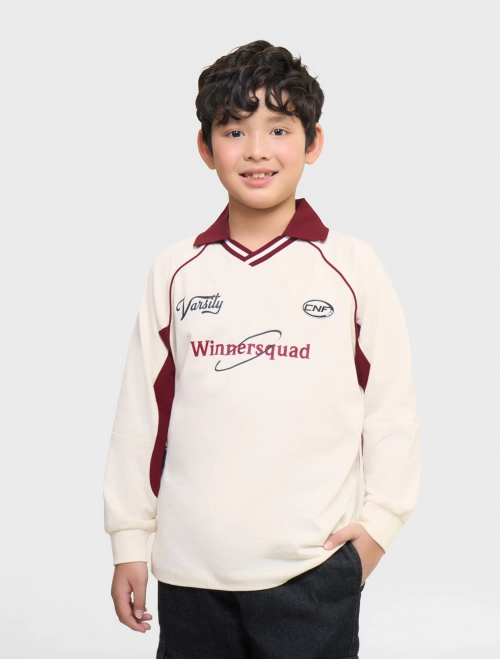 Áo polo bé trai dài tay cotton USA có hình in