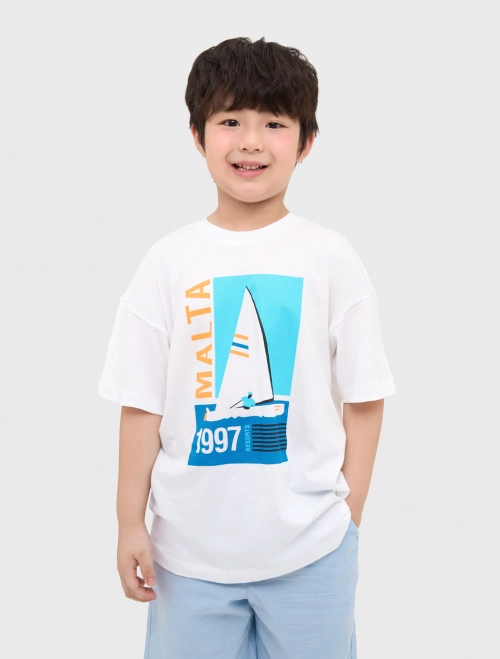 Áo phông bé trai cotton có hình in