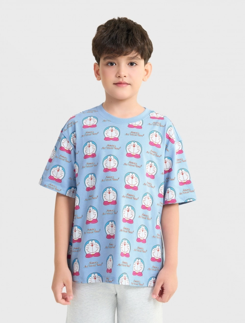 Áo phông bé trai cotton USA hoạ tiết Doraemon
