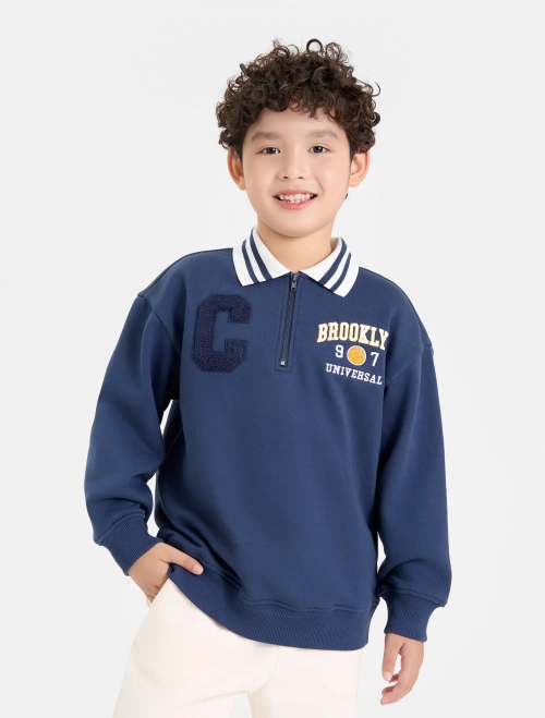 Áo nỉ bé trai cổ polo