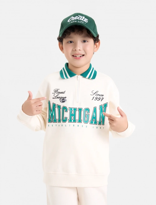 Áo nỉ bé trai cổ polo