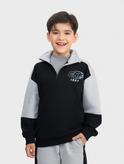 Áo nỉ bé trai có khóa cổ