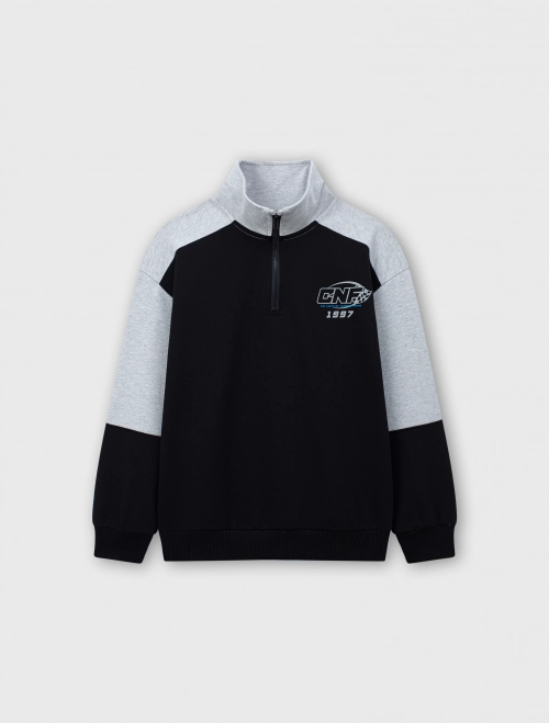 Áo nỉ bé trai có khóa cổ