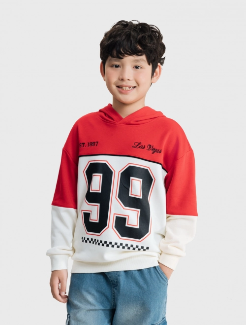 Áo nỉ có mũ bé trai có hình in