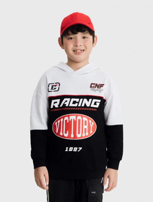 Áo nỉ có mũ bé trai có hình in