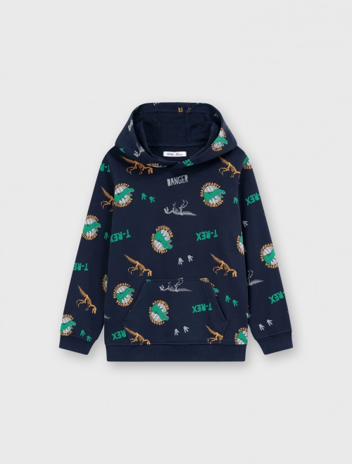 Áo nỉ có mũ bé trai có họa tiết