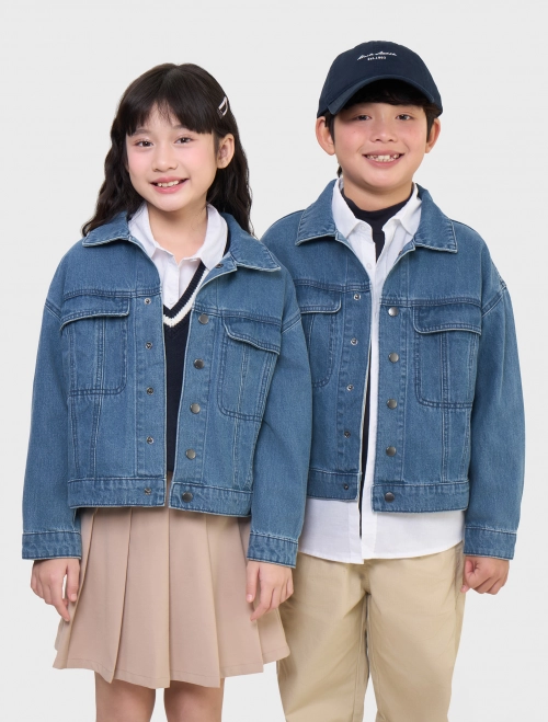 Áo khoác jeans unisex trẻ em cotton