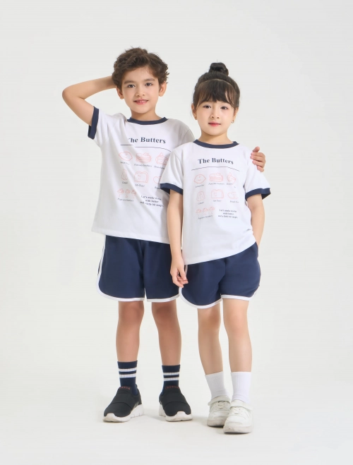 Bộ quần áo unisex trẻ em cộc tay quần soóc phối màu