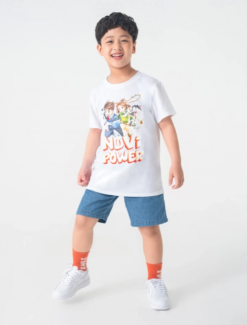 Áo phông unisex trẻ em có hình in Nuvi dáng suông