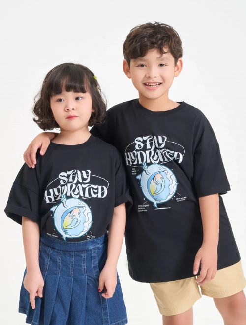 Áo phông unisex trẻ em cotton oversize có hình in