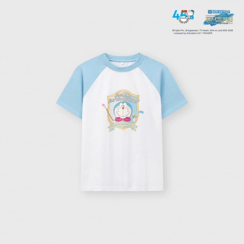 Áo phông unisex trẻ em cotton USA in hình Doraemon