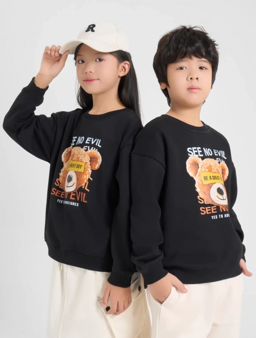 Áo nỉ unisex trẻ em có hình in