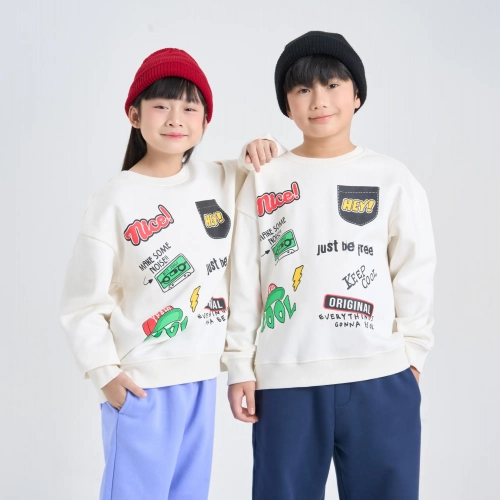 Áo nỉ unisex trẻ em có hình in
