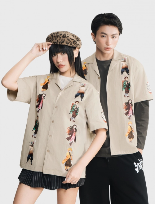 Áo sơ mi unisex người lớn in hình Demon Slayer