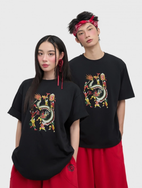 Áo phông unisex người lớn tranh hội múa rồng