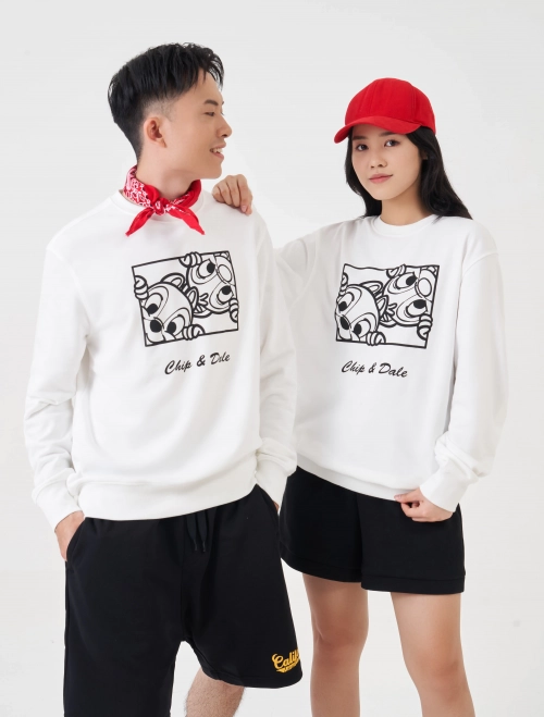 Áo nỉ unisex người lớn in hình Chip & Dale