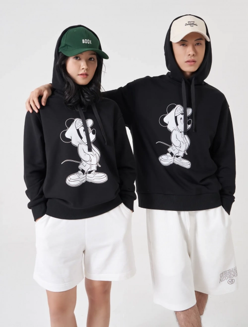 Áo nỉ unisex người lớn có mũ in hình Mickey