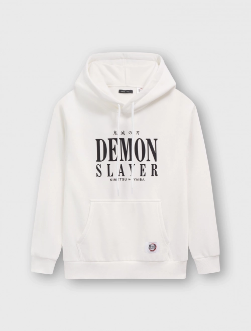 Áo nỉ cào lông có mũ unisex người lớn hình in Demon Slayer