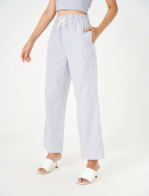 Quần dài nữ cotton cạp chun dáng suông rộng
