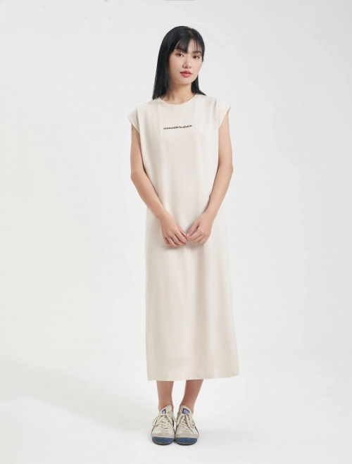 Váy liền nữ cotton USA dáng dài có hình in