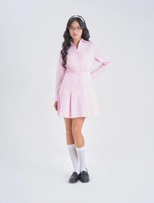 Váy liền nữ cotton dài tay dáng A