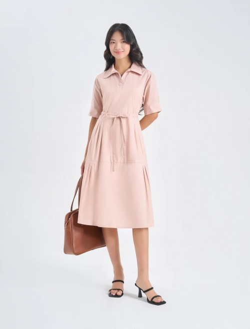 Váy liền nữ cotton tay lỡ dáng A