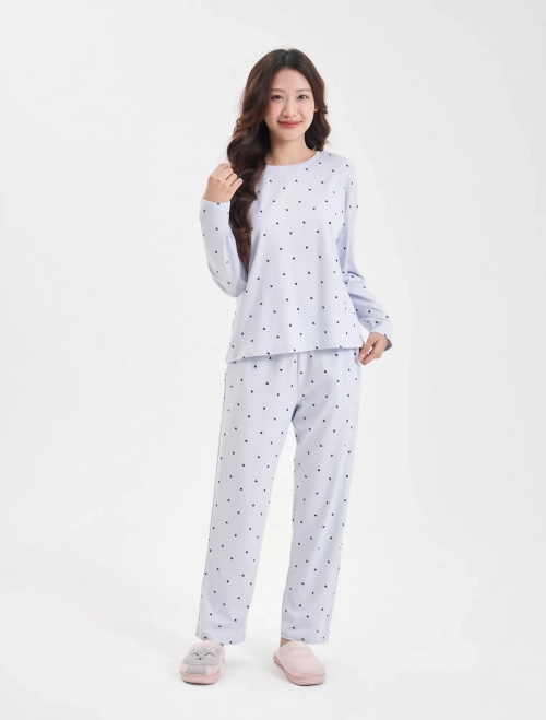Bộ mặc nhà nữ áo dài tay quần dài in hoạ tiết