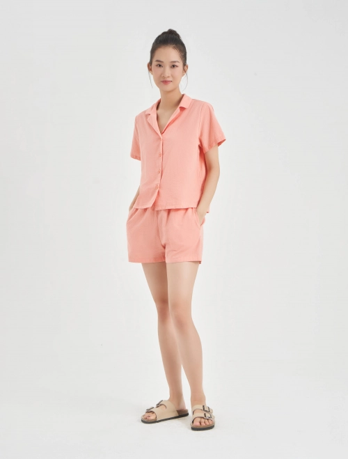 Bộ pyjama nữ cotton áo cộc tay quần soóc