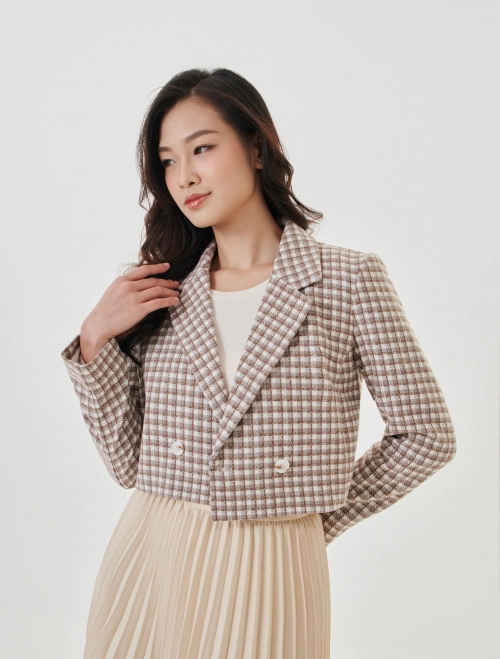 Áo blazer dạ nữ dáng ngắn