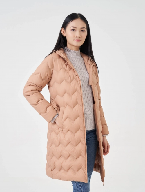 Áo khoác lông vũ nữ dáng dài
