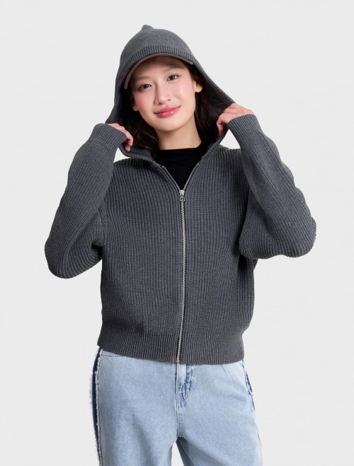 Áo khoác len nữ có mũ 