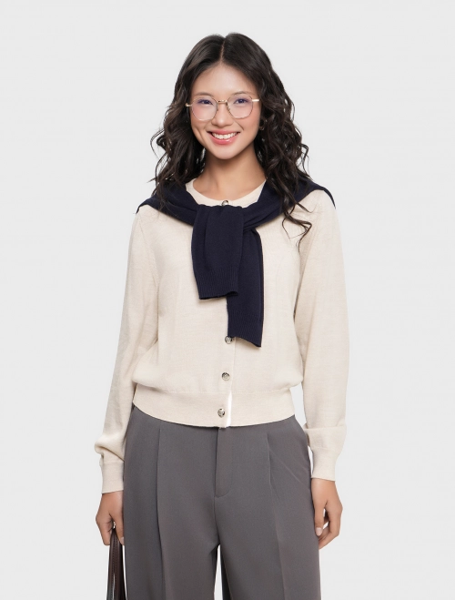 Áo khoác cardigan len lông cừu nữ