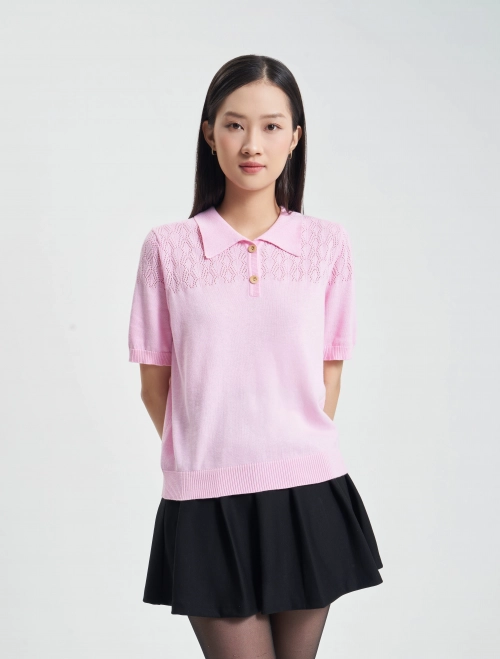 Áo len polo nữ cộc tay
