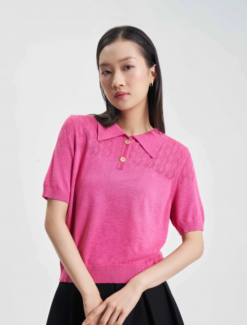 Áo len polo nữ cộc tay