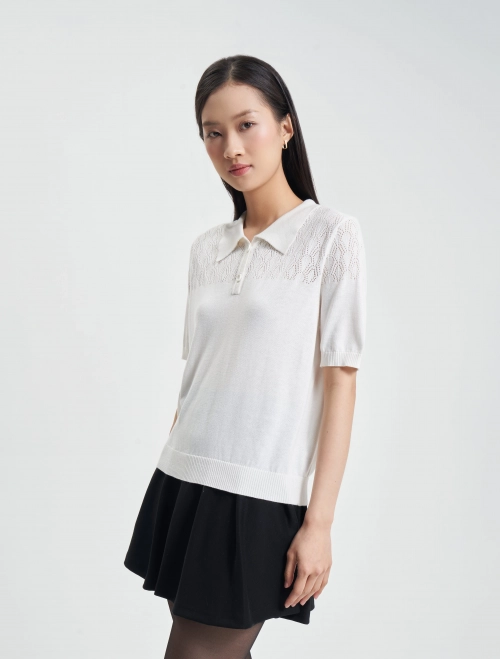 Áo len polo nữ cộc tay