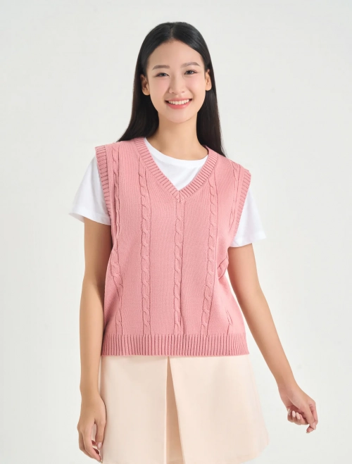 Áo len gilet nữ cổ tim