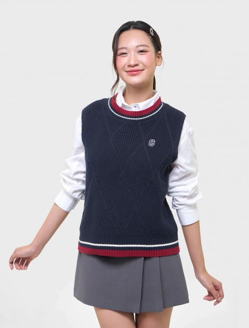 Áo len gilet nữ dệt trám