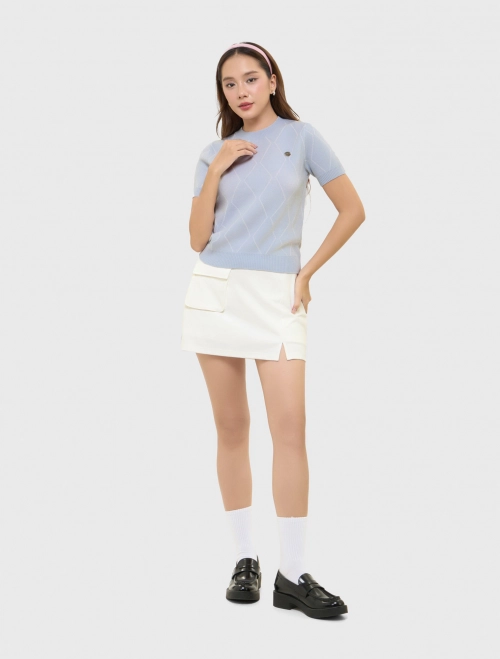 Áo len cộc tay nữ có họa tiết