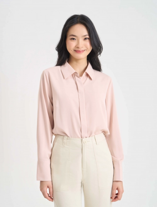 Áo sơ mi nữ dài tay dáng suông