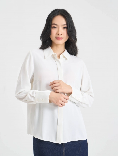 Áo sơ mi nữ dài tay dáng suông