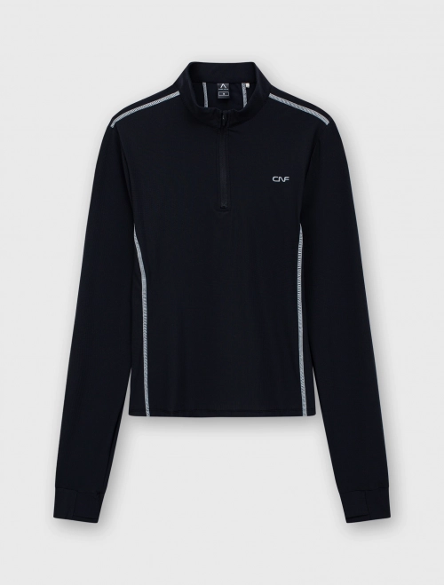 Áo phông dài tay active nữ có khóa cổ, wicking