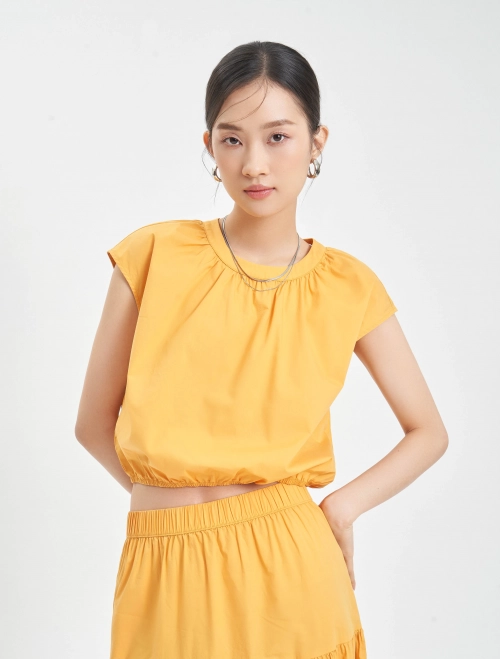 Áo kiểu nữ cotton chun eo dáng ngắn