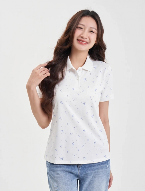 Áo polo nữ in hoạ tiết dáng ôm
