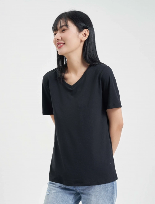 Áo phông nữ cổ tim dáng suông