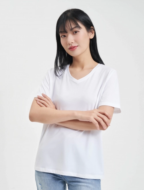Áo phông nữ cổ tim dáng suông