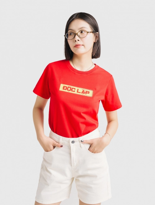 Áo phông nữ typo Độc Lập - Tự do - Hạnh phúc